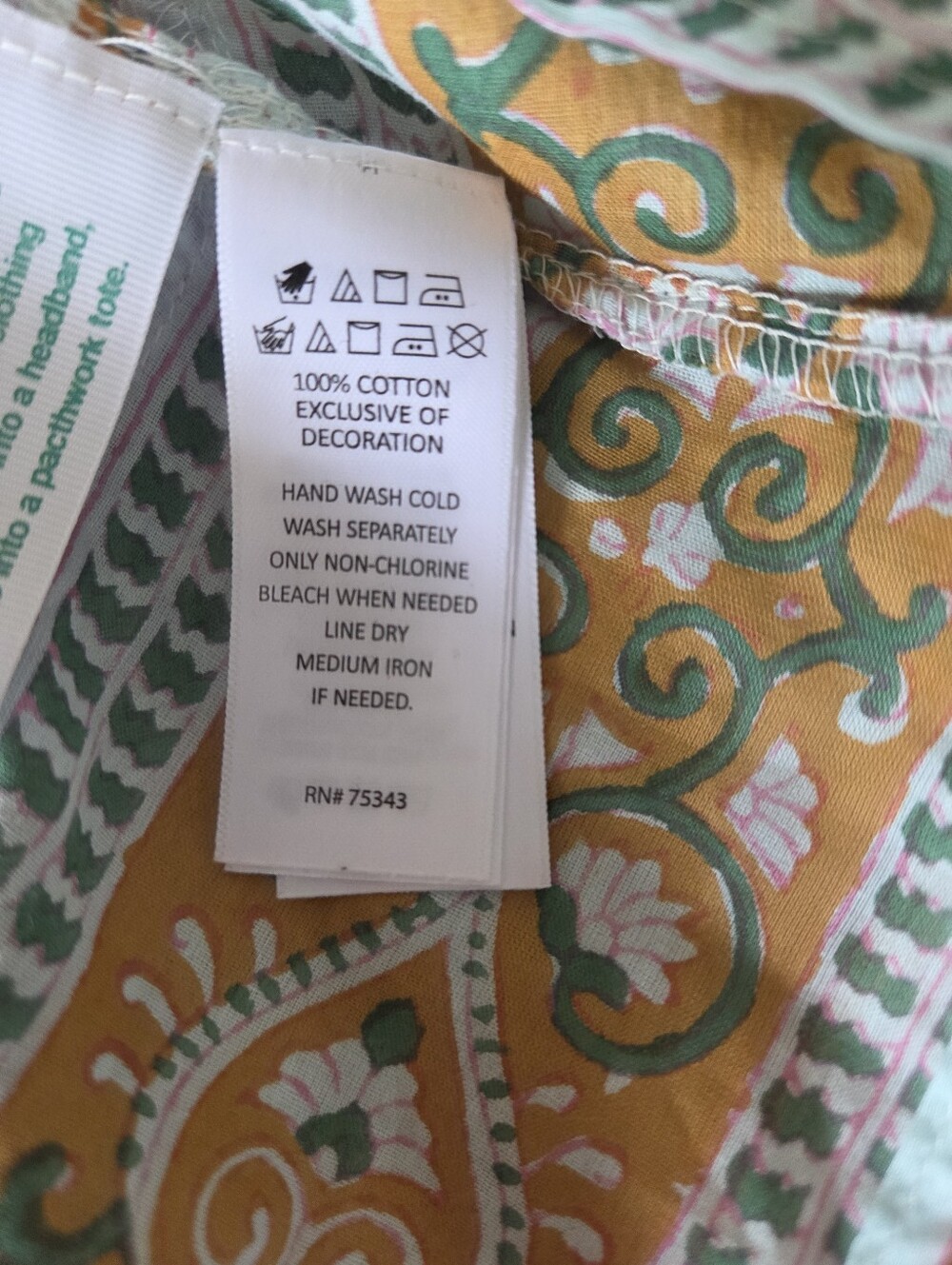 ​Sigrid Olsen Cotton Block Print Boho Blouse Tassel Tie Size L - Picture 10 of 12